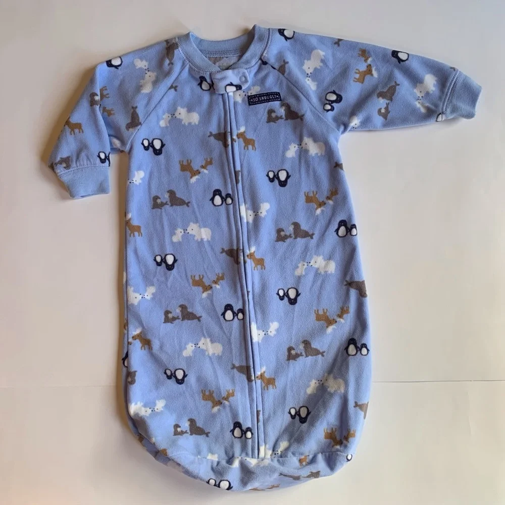 Child of Mine Blue Animal Print Onesie 9 Months
